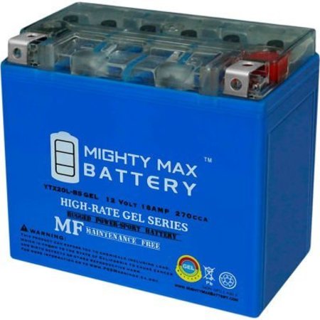 ECOM GROUP INC Mighty Max Battery YTX20L 12V 18AH / 270CCA GEL Battery YTX20L-BSGEL